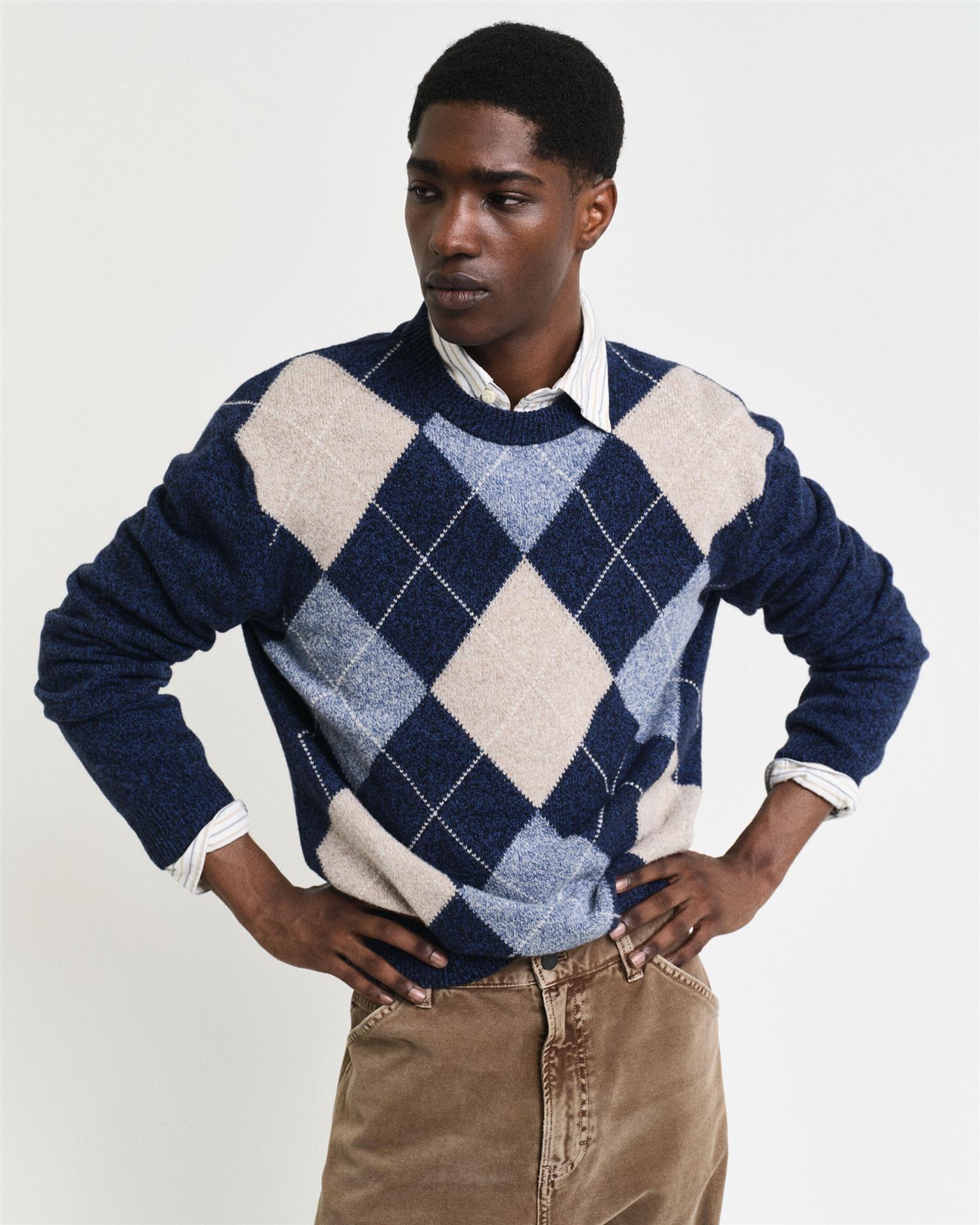 Argyle c-neck-Strikk-Gant-Aandahls