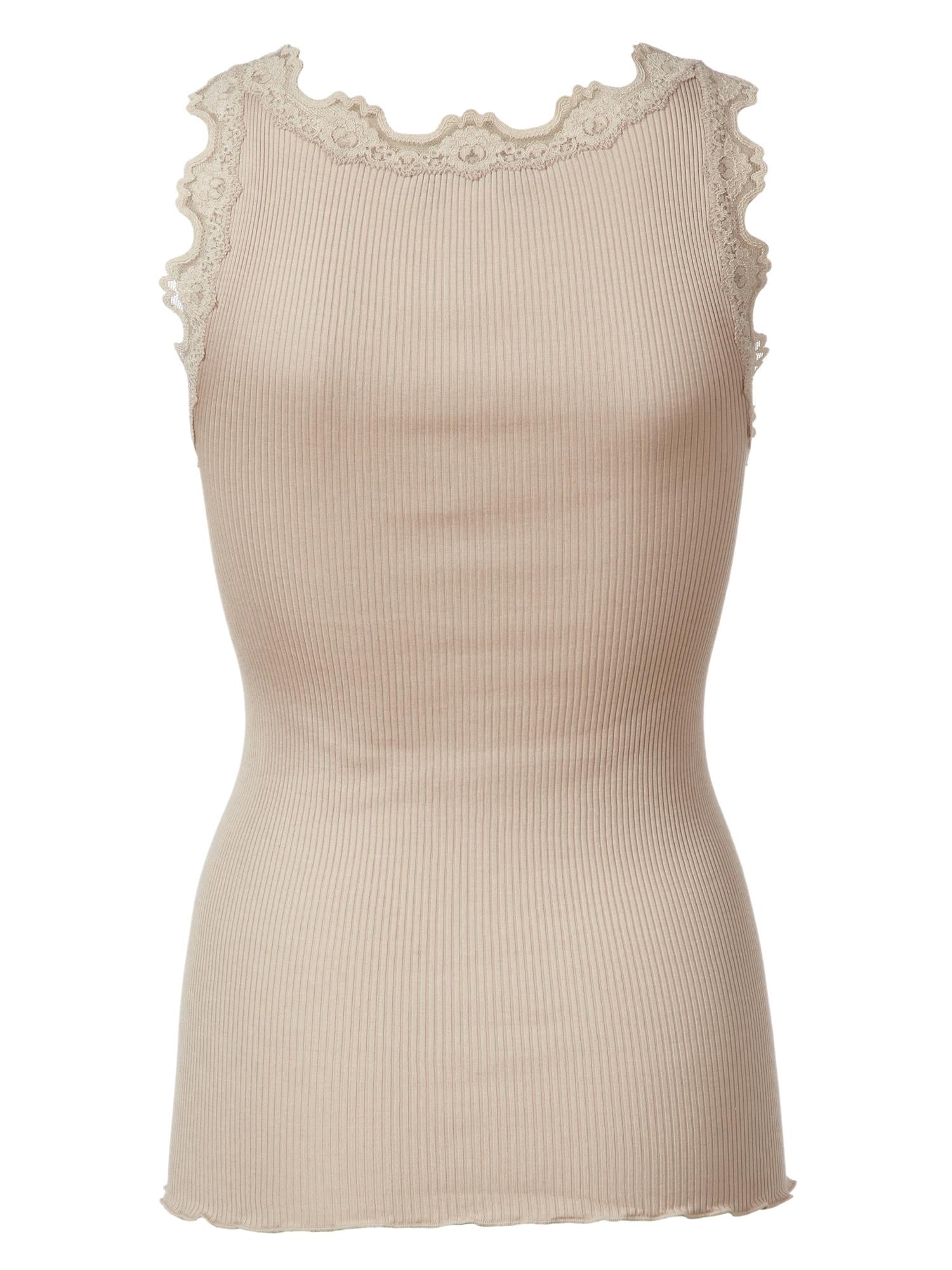 Babette silk top m vintage lace-Singlet-Rosemunde-Aandahls