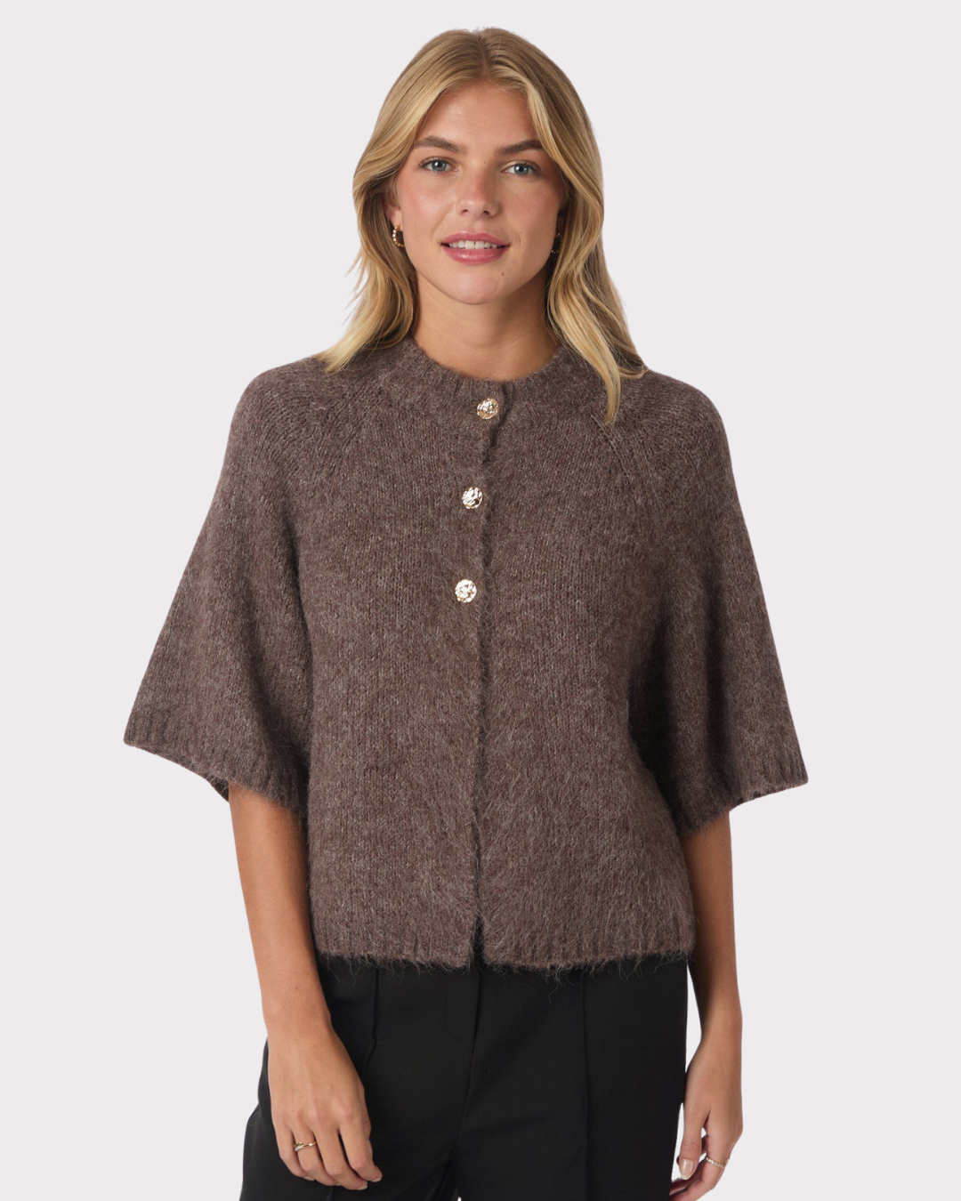 Benuta Fluffy Knit Cardigan-Genser-Neo Noir-Aandahls