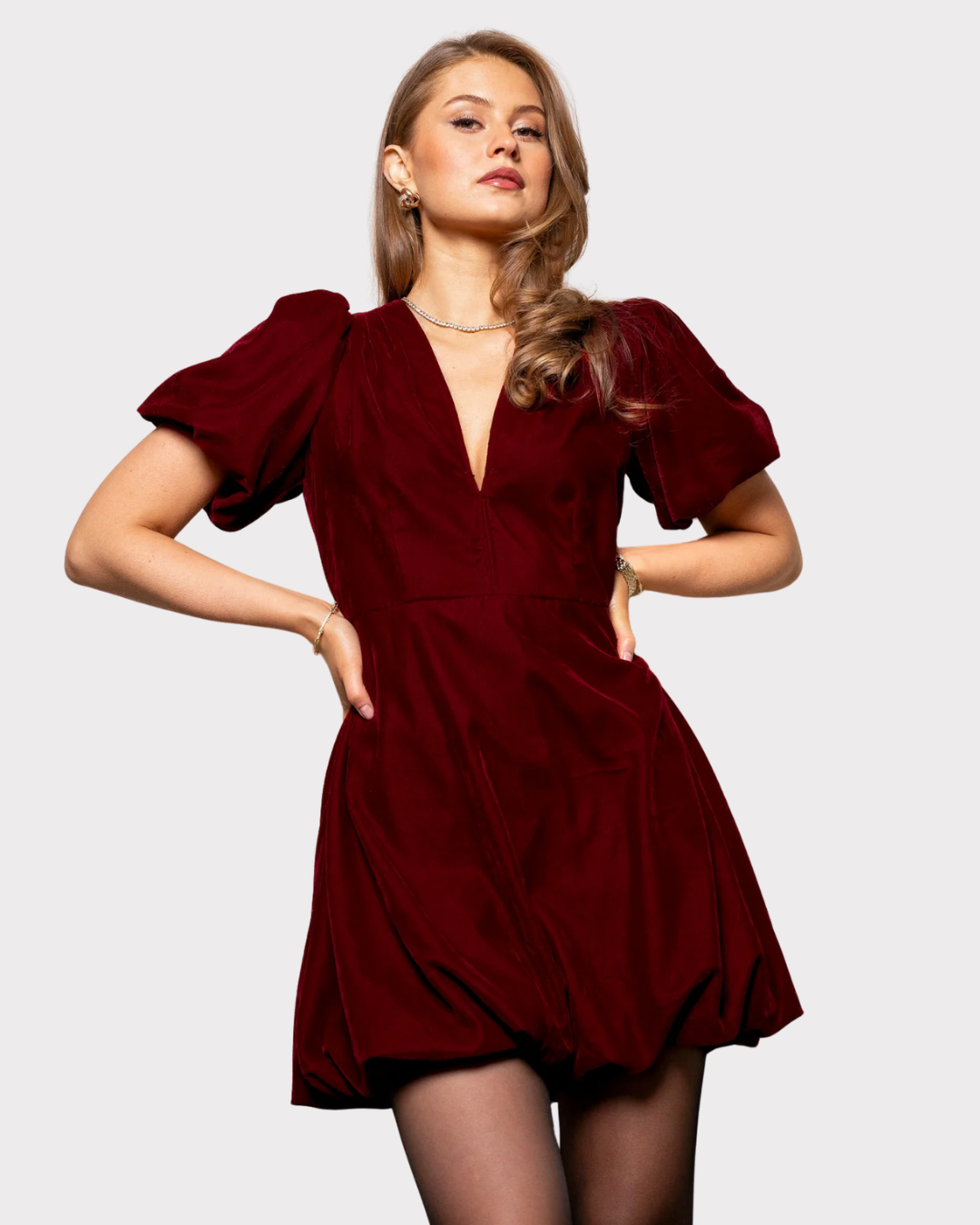 Blake Dress Velvet Bordeaux-Kjole-MISSMAYA-Aandahls