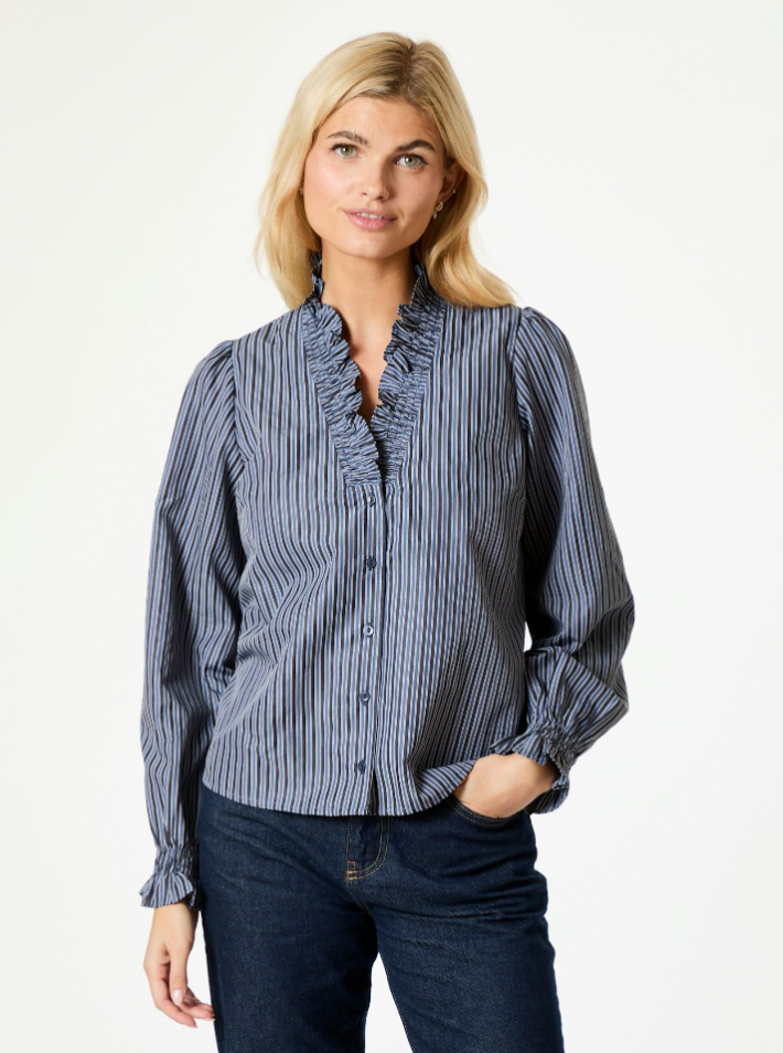 Brielle Twill stripe shirt-Bluser-Neo Noir-Aandahls