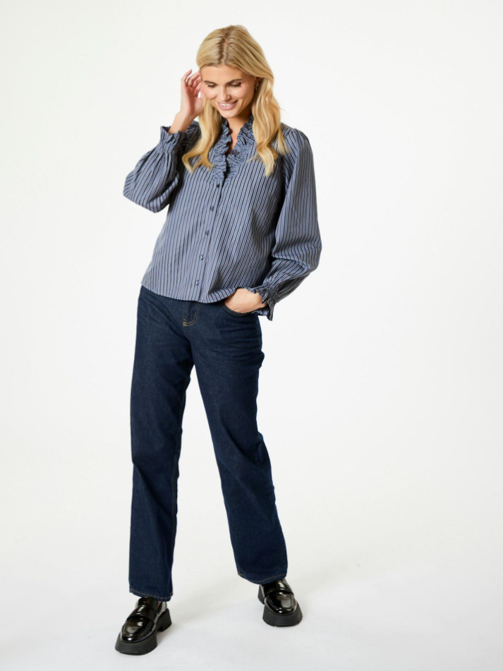 Brielle Twill stripe shirt-Bluser-Neo Noir-Aandahls