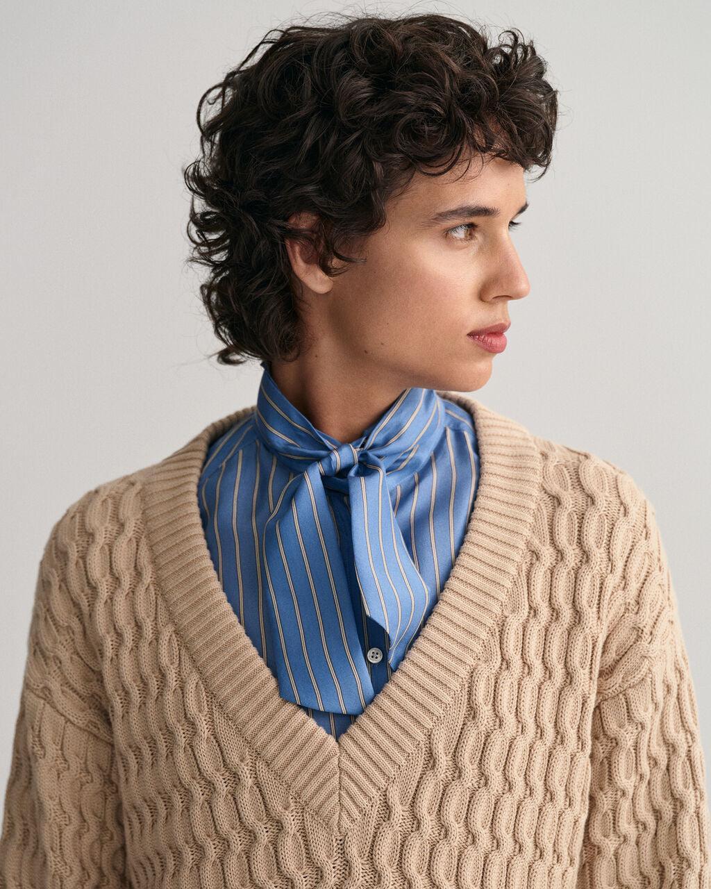 COTTON TEXTURE V-NECK-Strikk-Gant-Aandahls