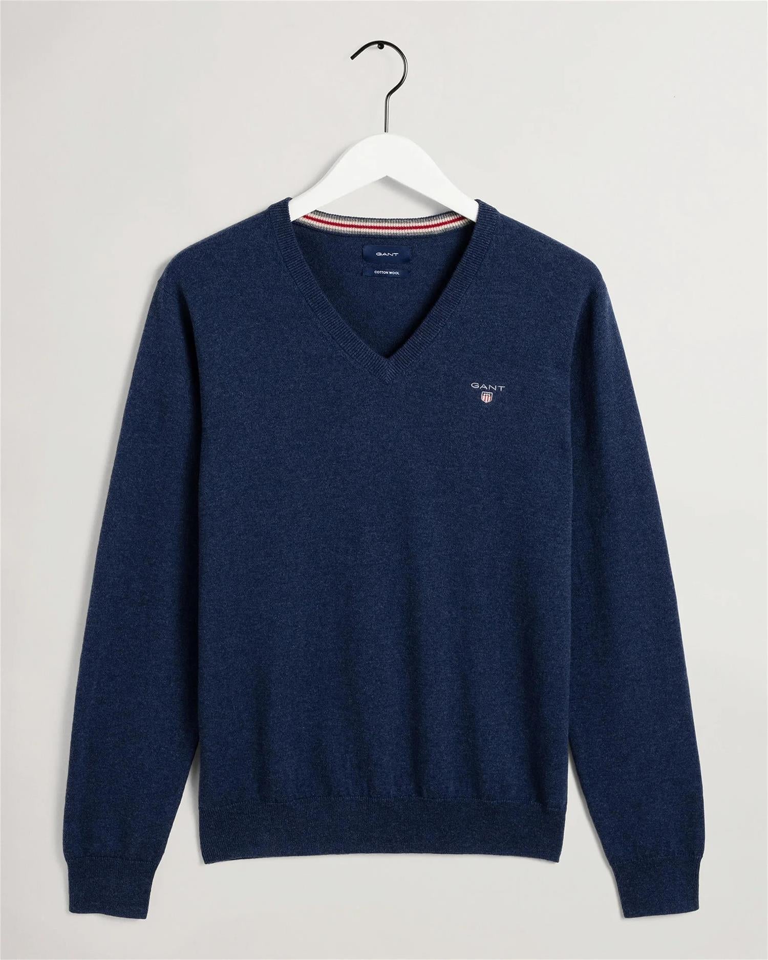 COTTON WOOL V-NECK-Strikk-Gant-Aandahls