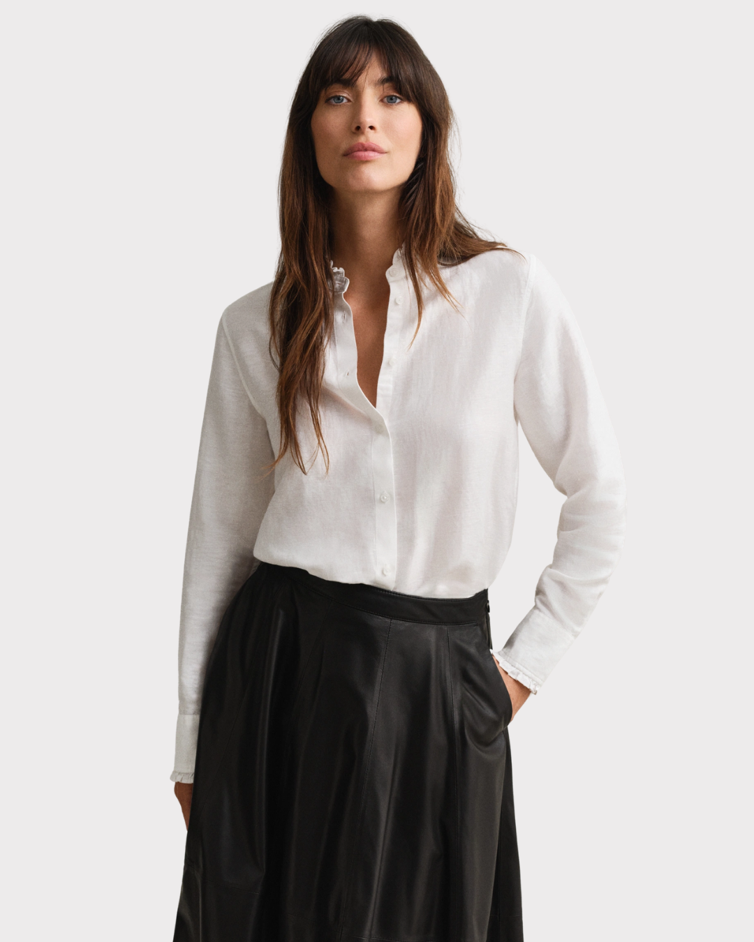 CTN Linen Frill collar blouse-Skjorte-Gant-Aandahls