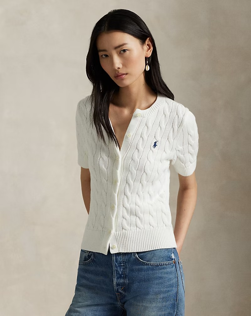 Cable-knit cotton short sleeve-Genser-Polo Ralph Lauren-Aandahls