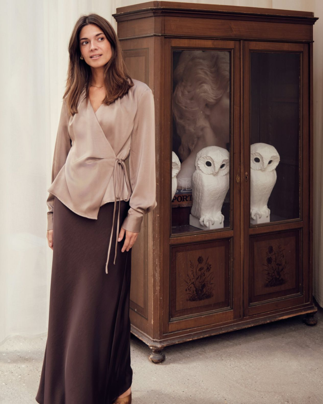 Caprina Heavy Sateen Blouse-Overdel-Neo Noir-Aandahls