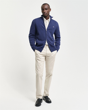 Casual Cotton Zip Cardigan-Genser-Gant-Aandahls