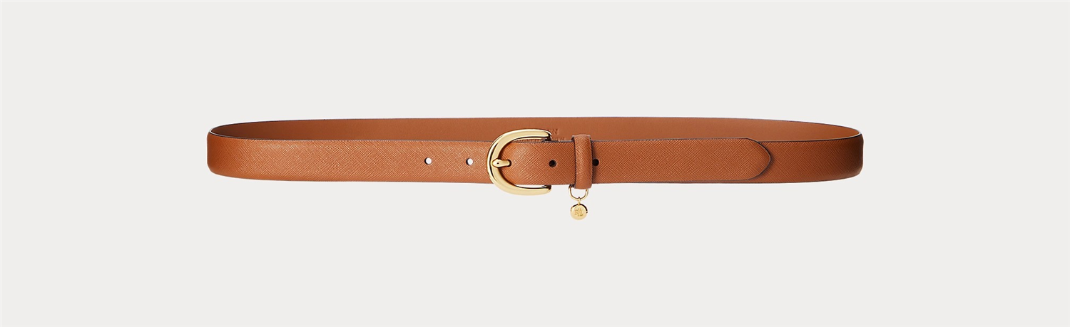 Charm crosshatch leatherbelt-Belter-Ralph Lauren-Aandahls