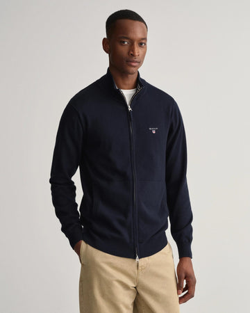 Classic cotton Zip Cardigan-Genser-Gant-Aandahls