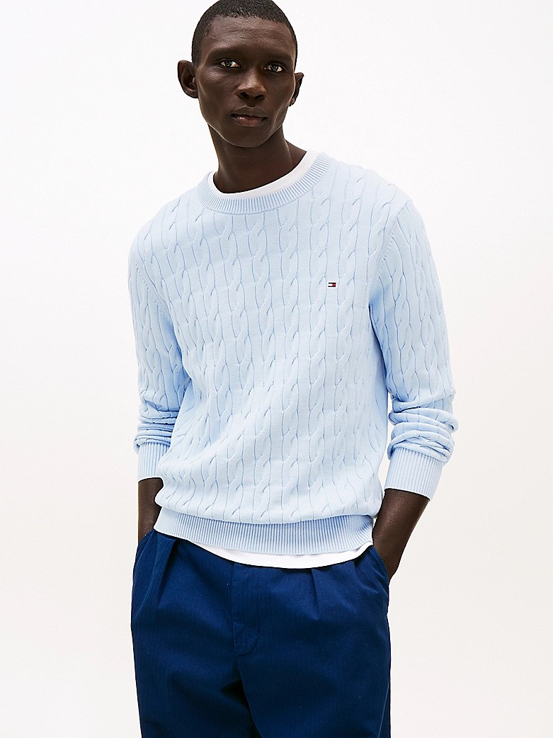 Classic cotton cable crew neck-Genser-Tommy Hilfiger-Aandahls