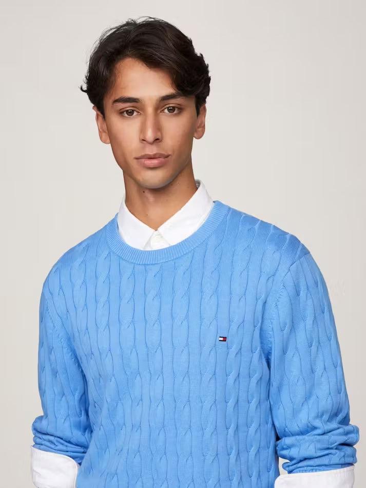 Classic cotton cable crew neck-Genser-Tommy Hilfiger-Aandahls