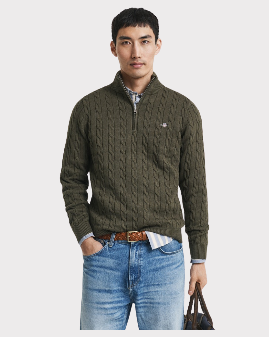 Cotton Cable Half Zip-Genser-Gant-Aandahls