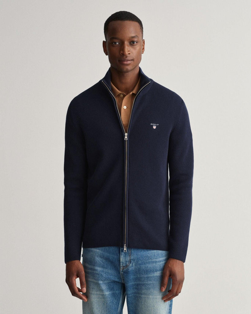 D1. RIB TEXTURE FULL ZIP-Strikk-Gant-Aandahls