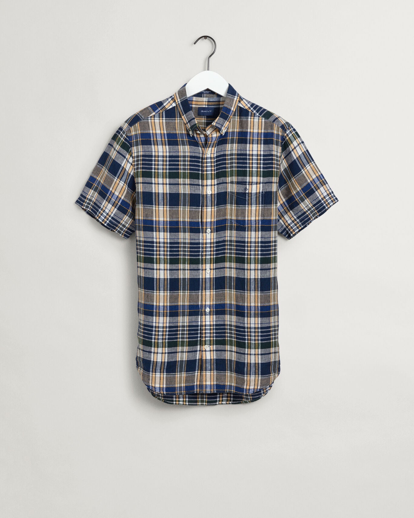 D2. REG LINEN MADRAS SS BD-Skjorter-Gant-Aandahls