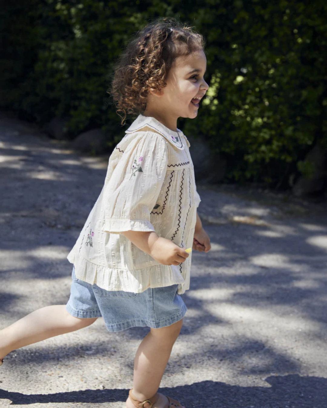Dobby SS Rose Embr Blouse-Overdel-Fliink-Aandahls