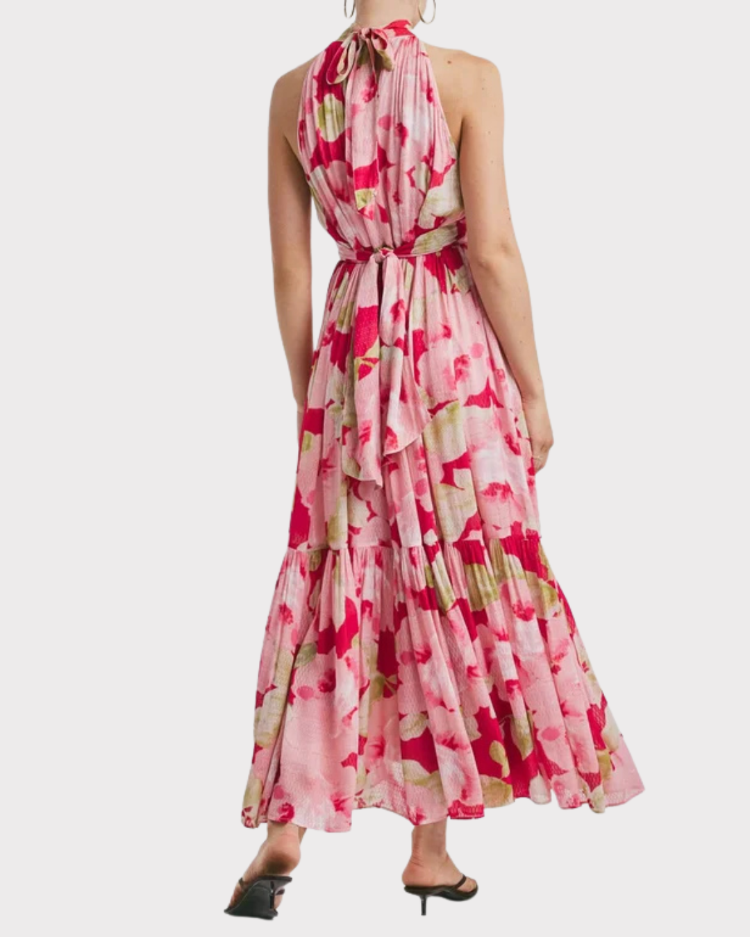 Dotted Georgette Halterneck Dress-Kjole-ByTimo-Aandahls