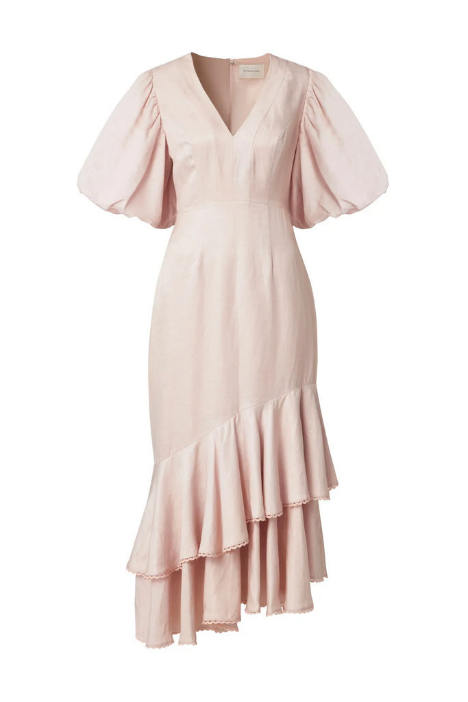Dove asymmetrical midi dress Beige-Kjole-By Malina-Aandahls