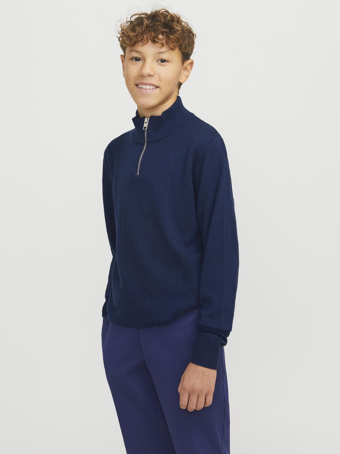 Emil Knit Half Zip Noos Jnr-Genser-JACK&JONES JUNIOR-Aandahls