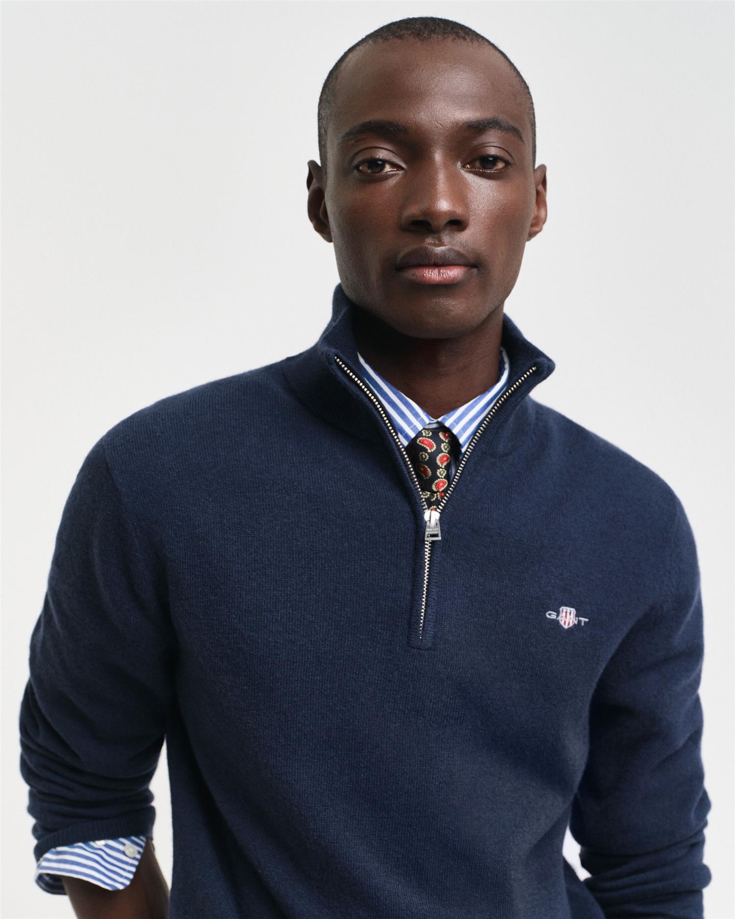 Extrafine lambswool half zip-Genser-Gant-Aandahls