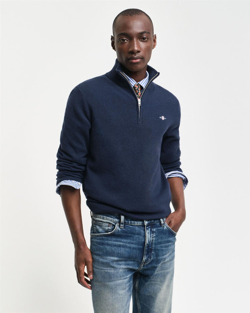 Extrafine lambswool half zip-Genser-Gant-Aandahls