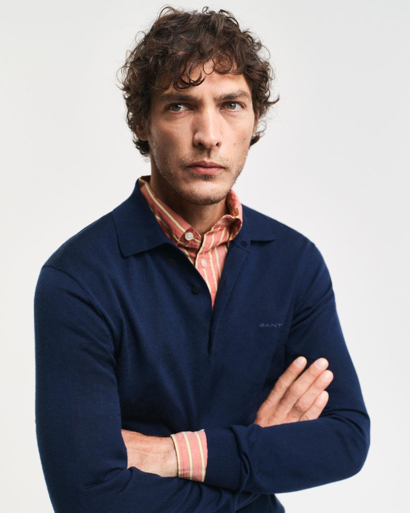 Extrafine merino wool polo-Strikk-Gant-Aandahls