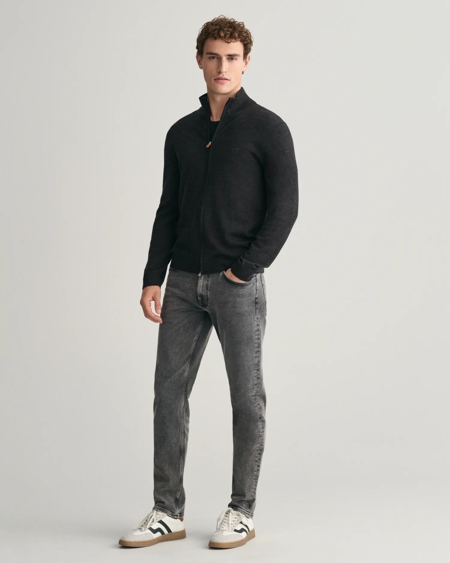 Extrafine merino wool zip-Cardigan-Gant-Aandahls