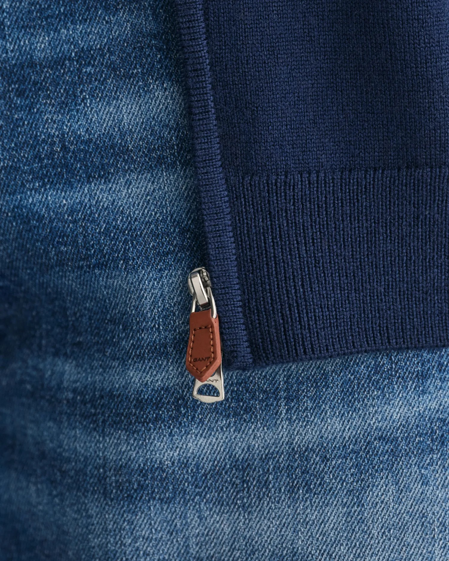 Extrafine merino wool zip cardigan-Cardigan-Gant-Aandahls