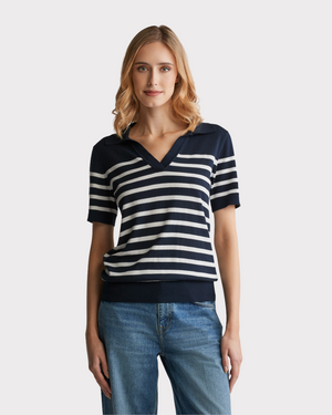 Fine Knit striped ss Rugger-T-shirt-Gant-Aandahls
