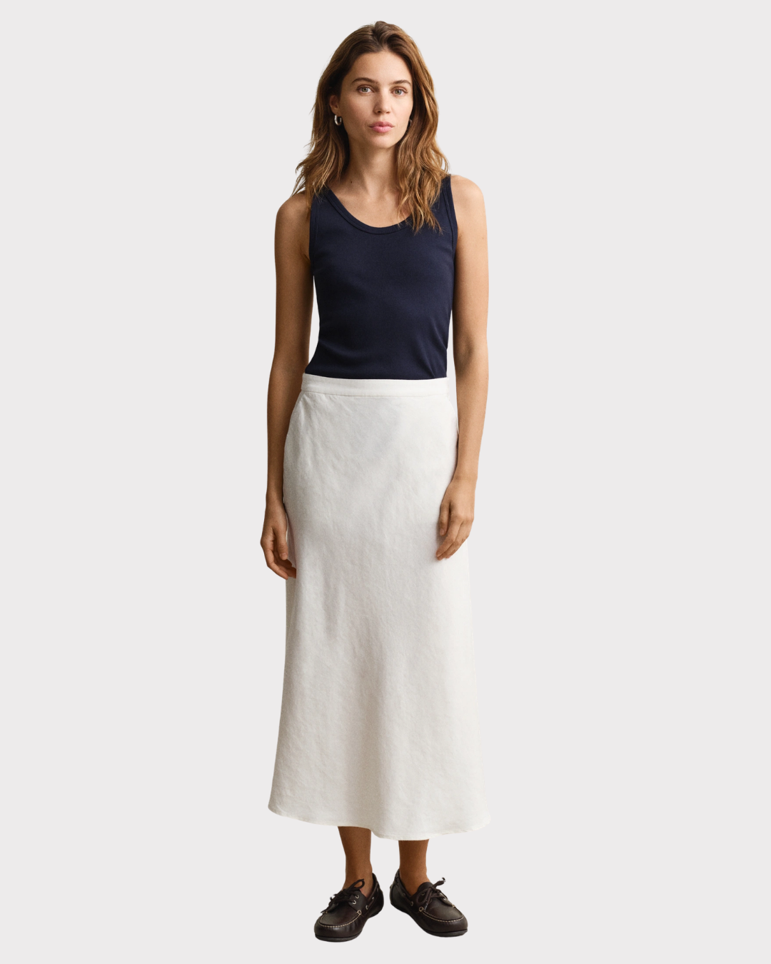 Flared Linen Blend Skirt-Skjørt-Gant-Aandahls