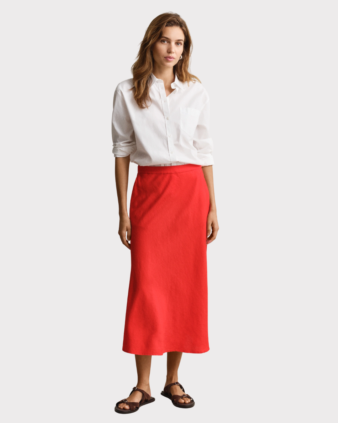 Flared Linen Blend Skirt-Skjørt-Gant-Aandahls