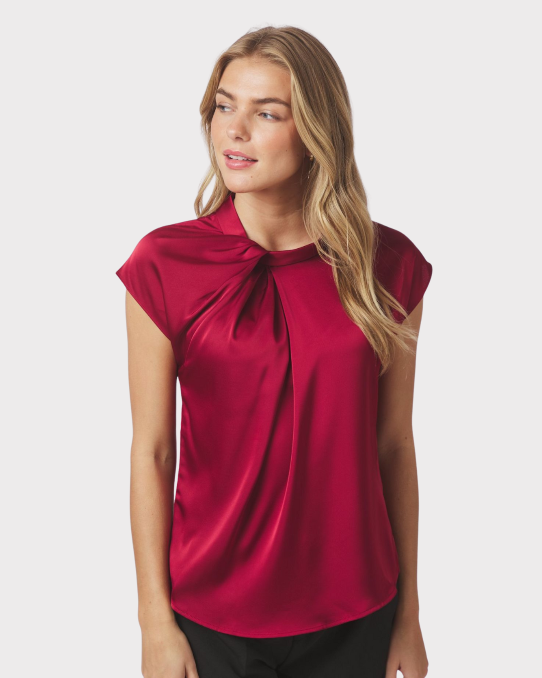 Fleur Drapy Satin Blouse-Overdel-Neo Noir-Aandahls