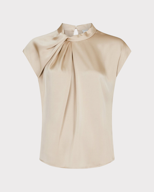 Fleur Drapy Satin Blouse-Overdel-Neo Noir-Aandahls