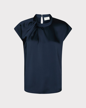 Fleur Drapy Satin Blouse-Overdel-Neo Noir-Aandahls