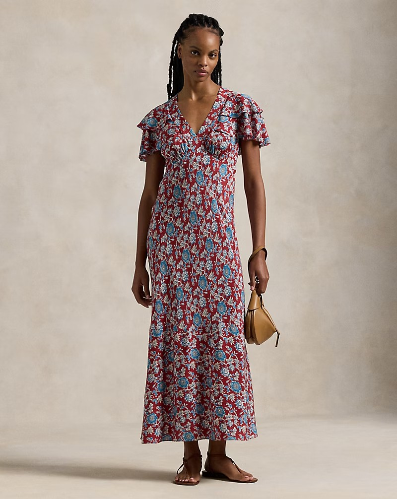 Floral- print silk dress-Kjole-Polo Ralph Lauren-Aandahls