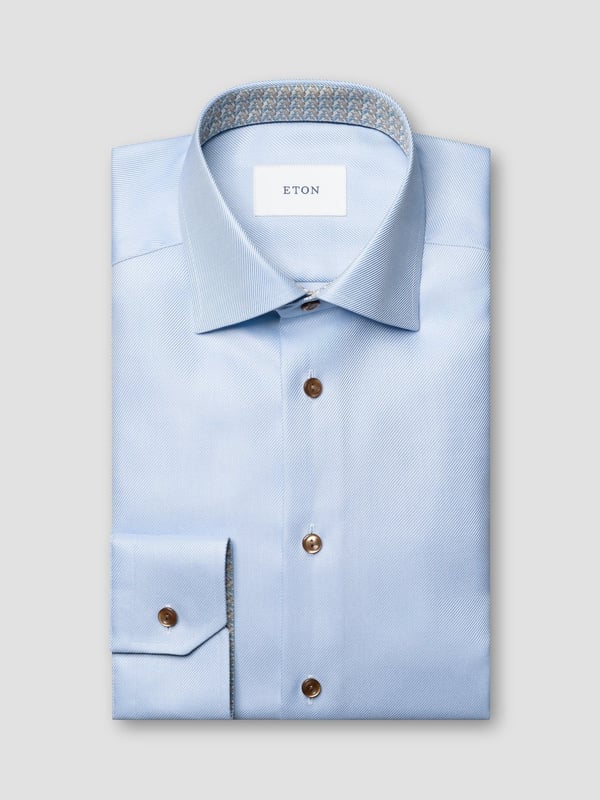 Geometric Textured Twill Slim-Skjorte-Eton Shirt-Aandahls