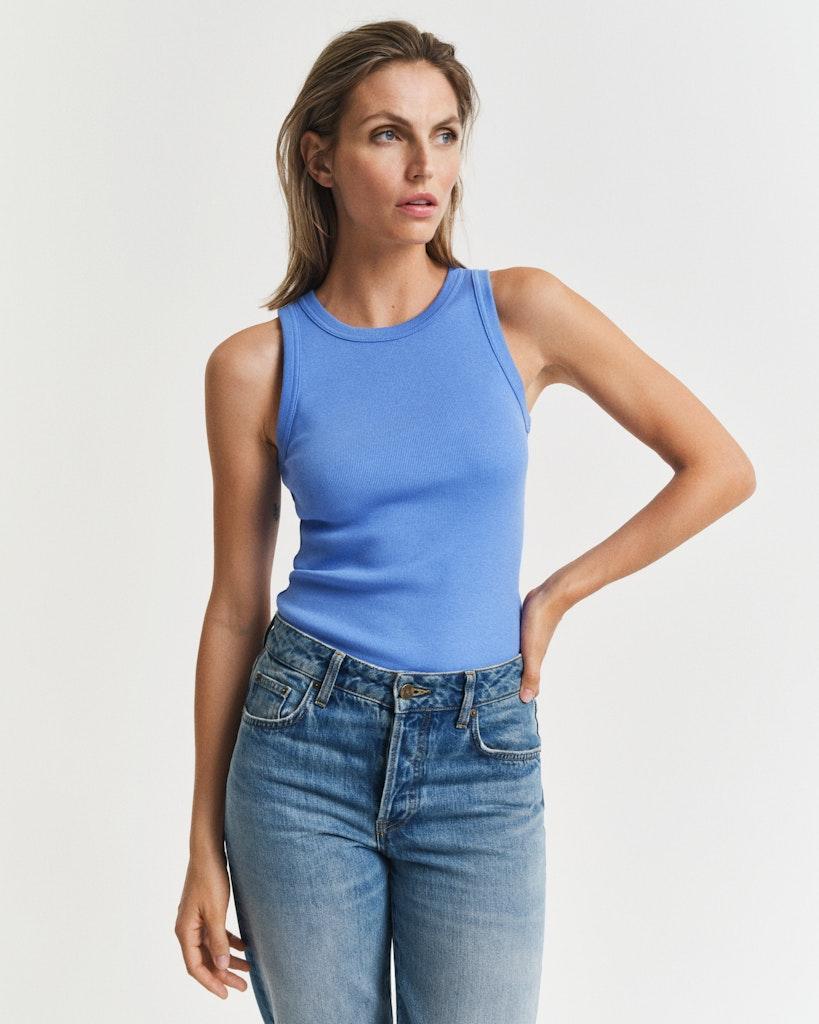 High Neck Rib Tank Top-Overdel-Gant-Aandahls