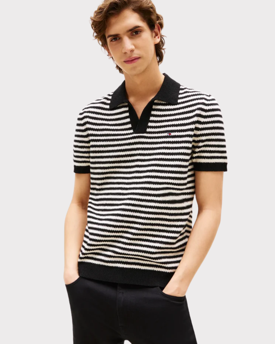 Knitted textured polo-T-shirt-Tommy Hilfiger-Aandahls