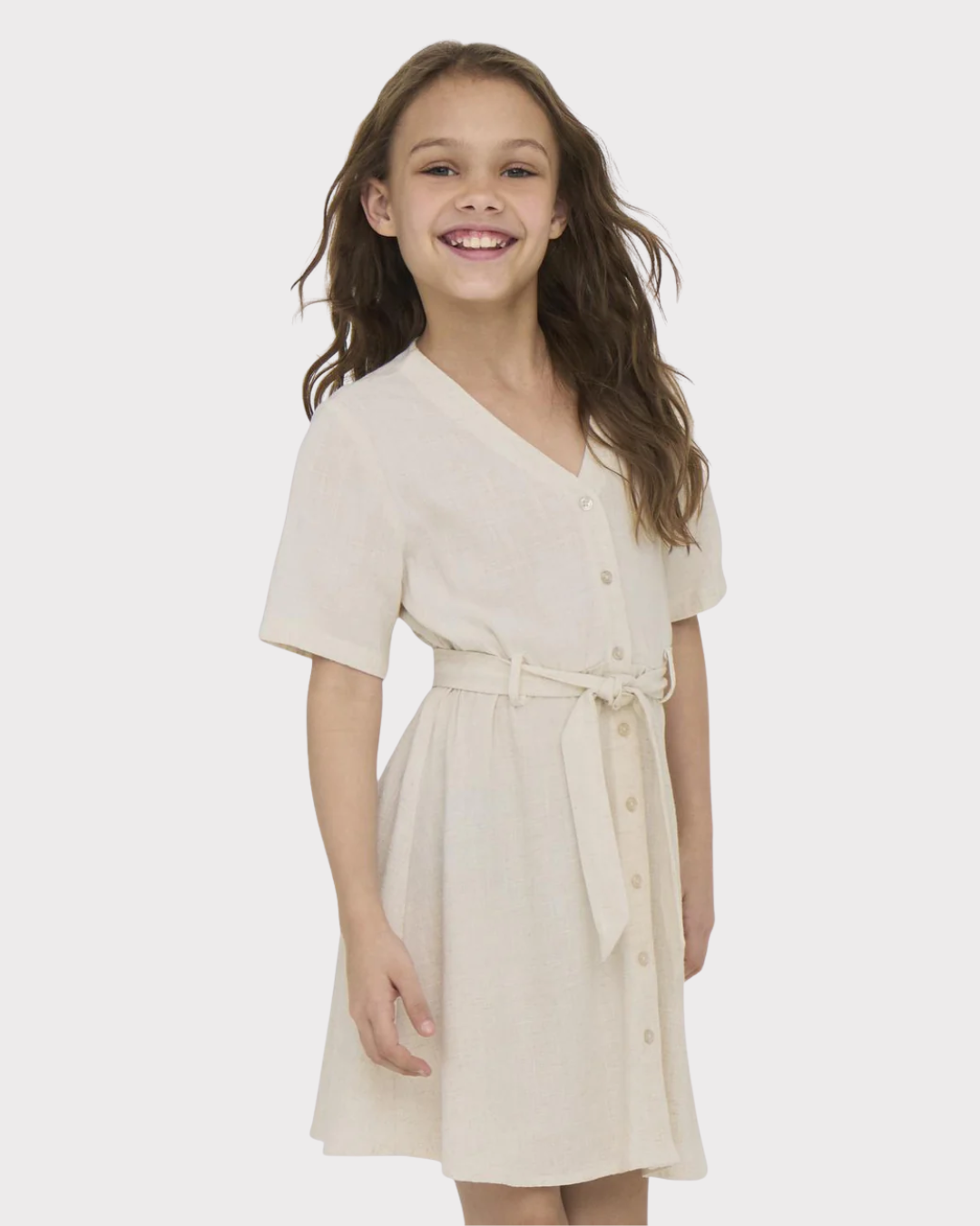 Kogsiesta S/s Linen Blend Belt Dress Pnt-Kjole-Kids Only-Aandahls