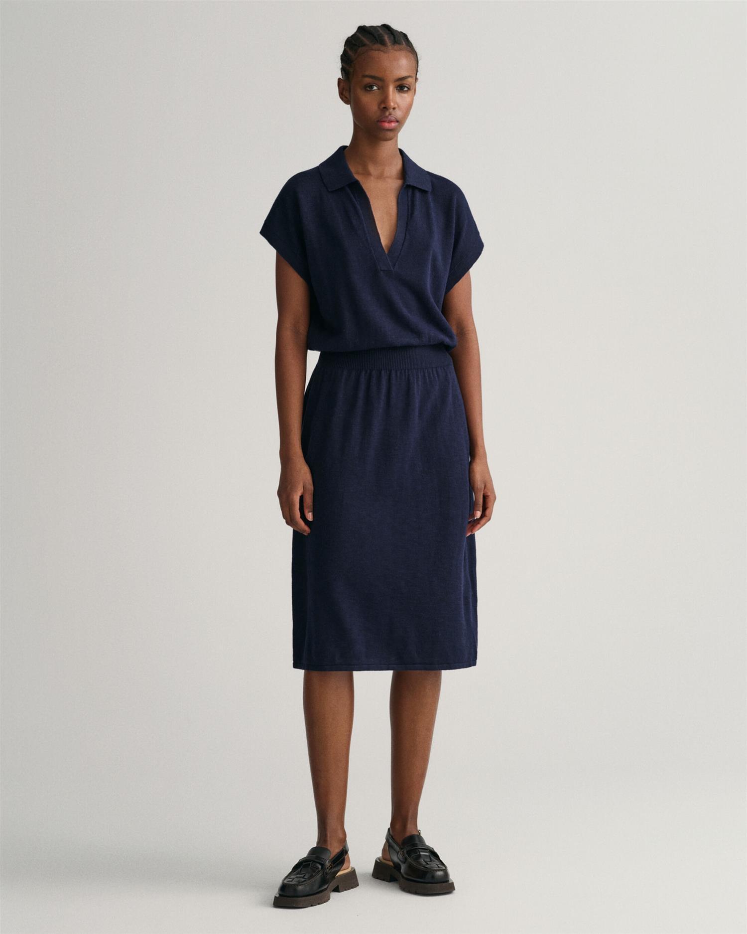 LINEN-BLEND COLLAR DRESS-Kjole-Gant-Aandahls