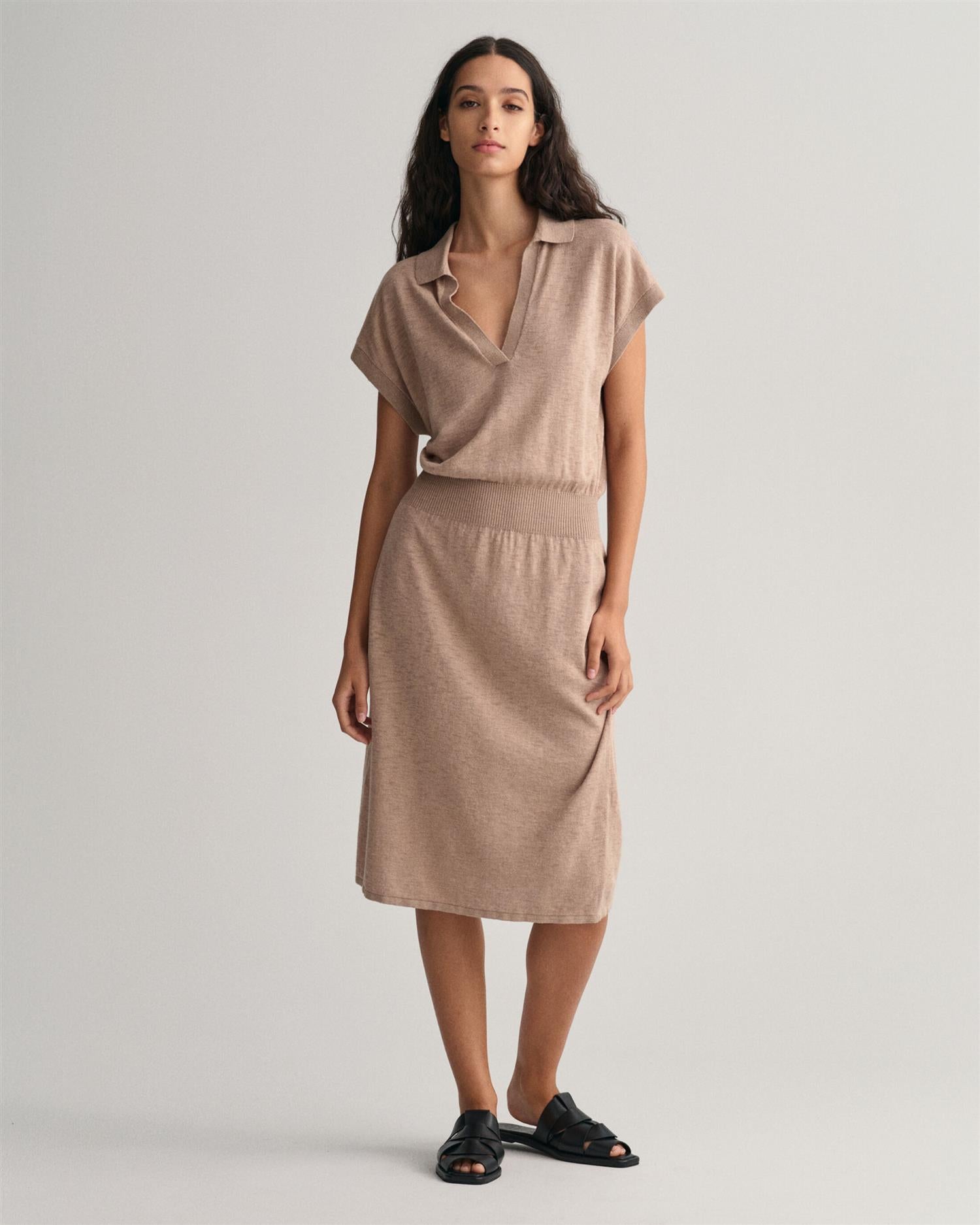 LINEN-BLEND COLLAR DRESS-Kjole-Gant-Aandahls