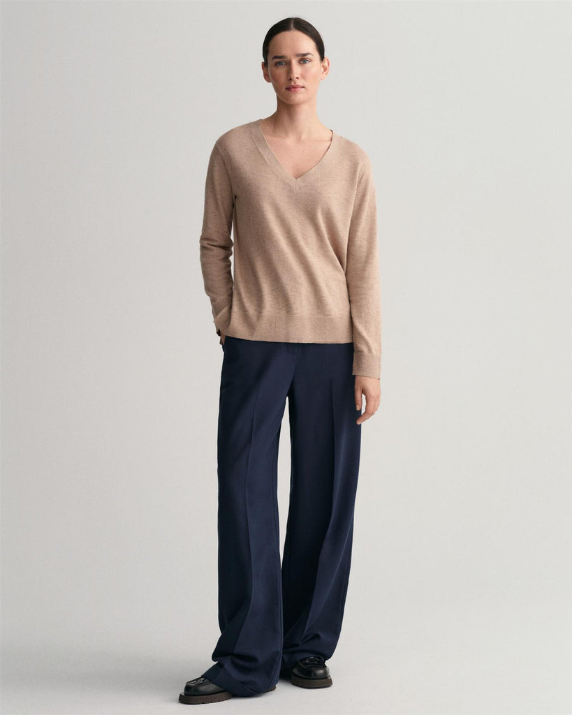 LINEN-BLEND V-NECK-Strikk-Gant-Aandahls