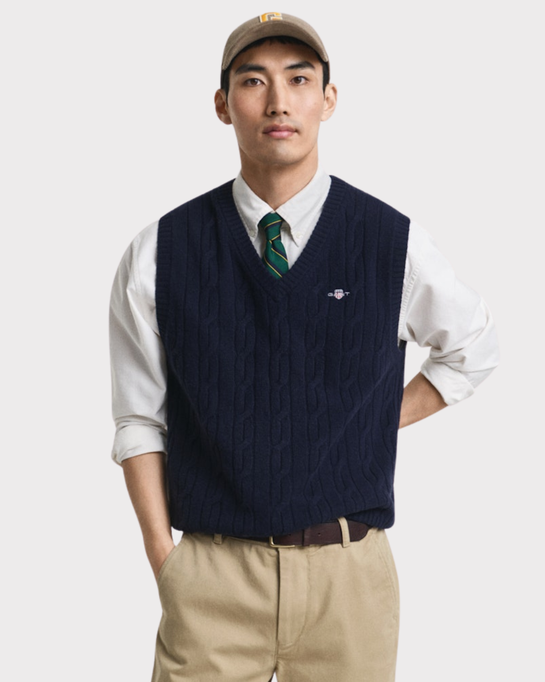 Lambswool Cable Vest-Genser-Gant-Aandahls