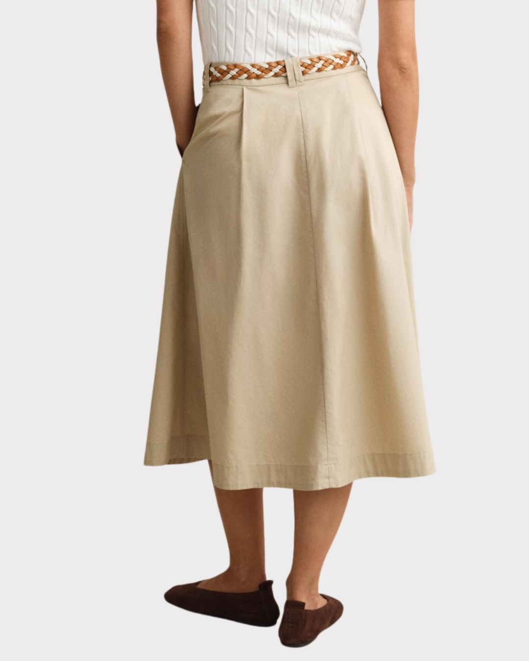 Lightweight Pleated Chino Skirt-Skjørt-Gant-Aandahls