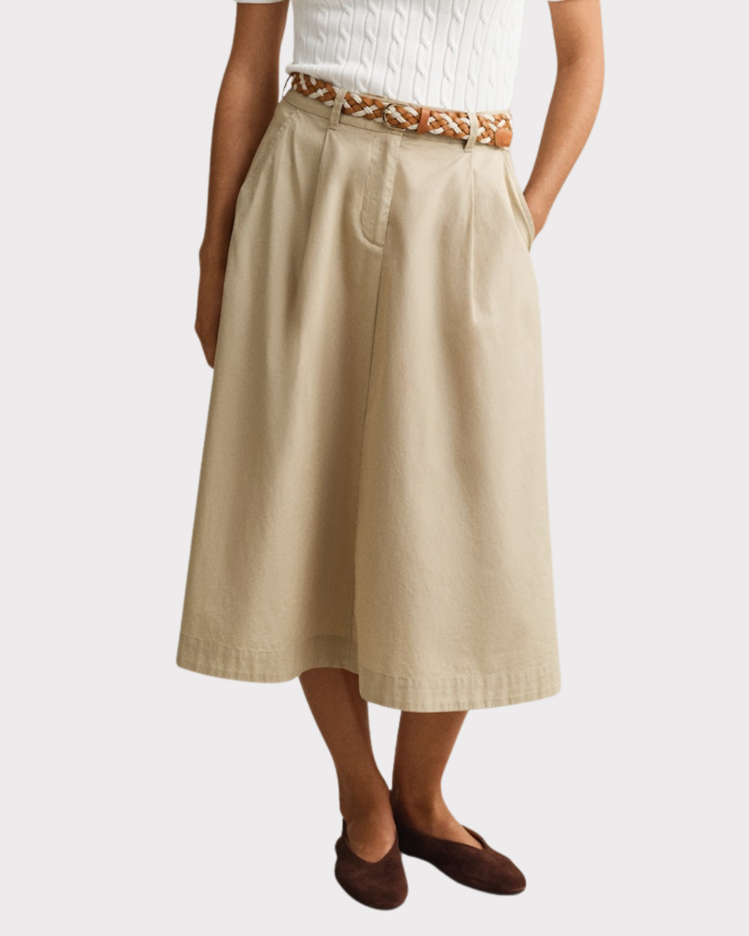 Lightweight Pleated Chino Skirt-Skjørt-Gant-Aandahls