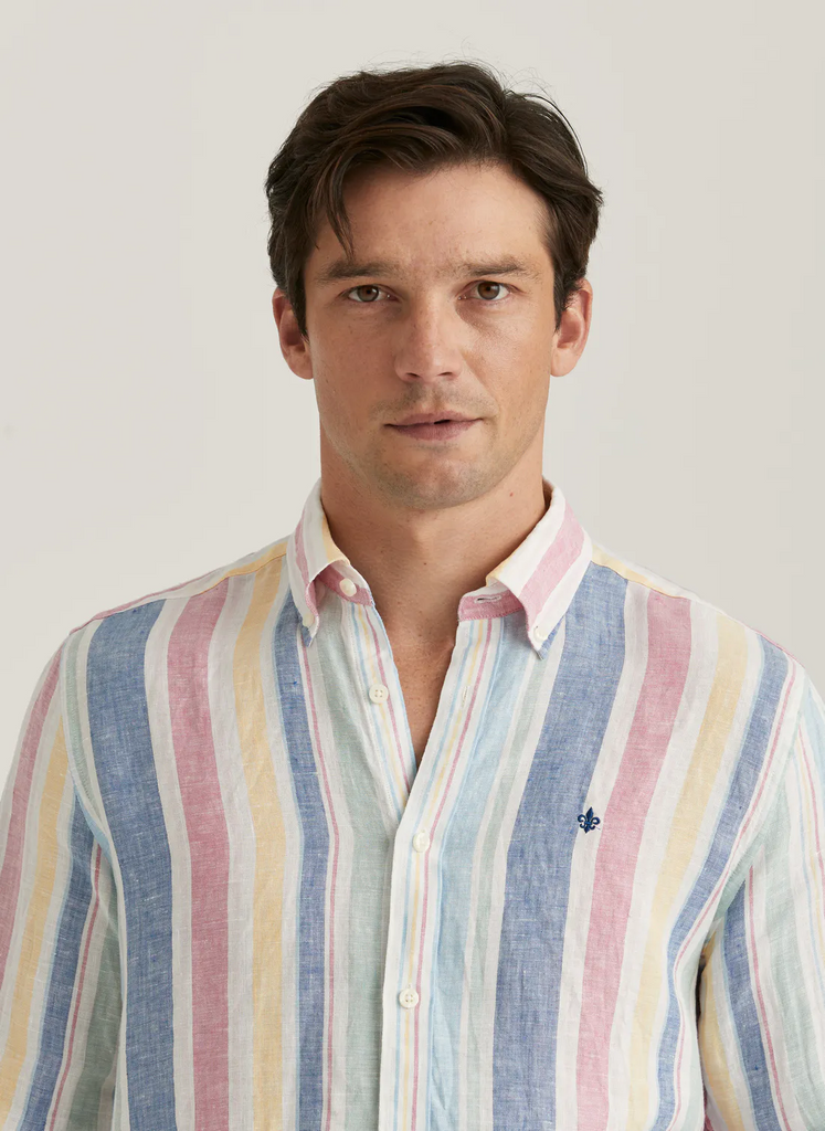 Linen Happy Stripe Shirt-Classic Fit-Skjorter-Morris-Aandahls