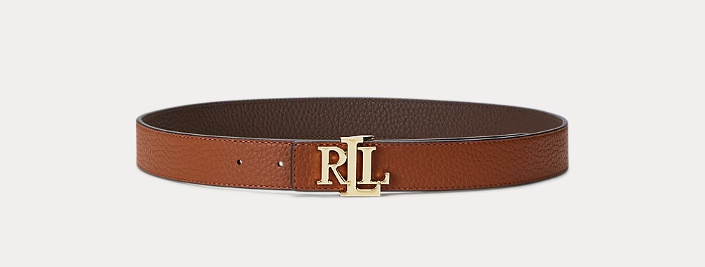 Logo reversible pebbled belt-Belter-Ralph Lauren-Aandahls