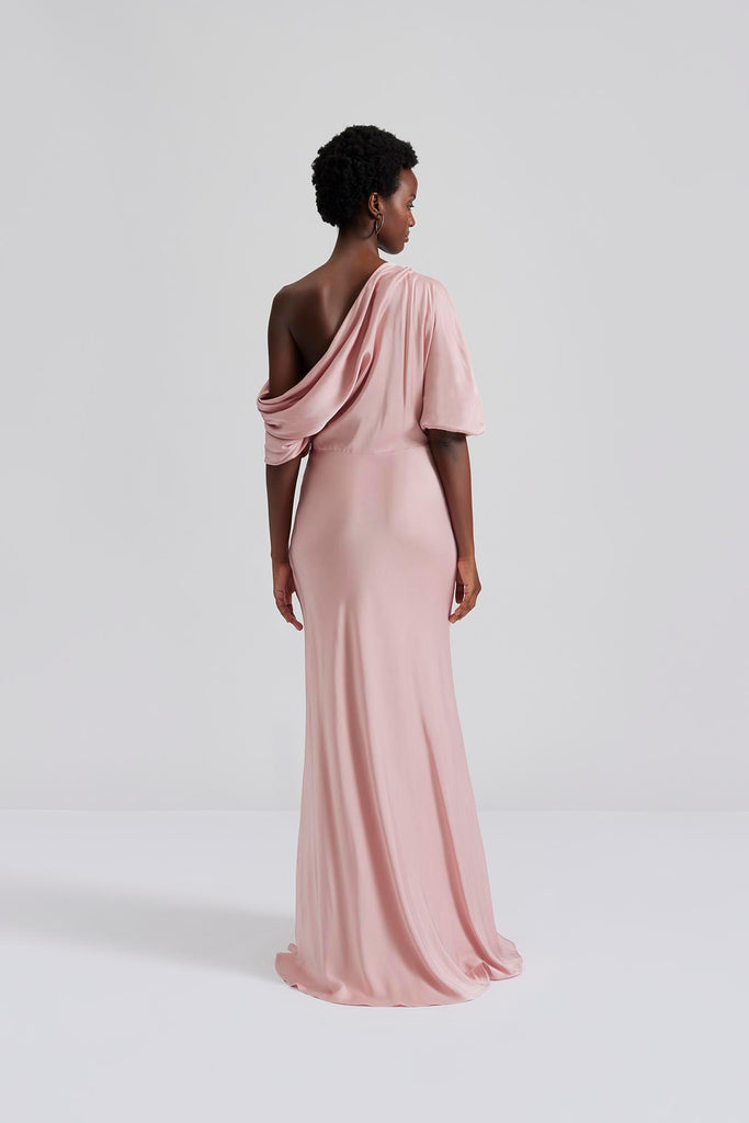 Marisa Asymmetrical Satin Maxi Dress-Kjole-By Malina-Aandahls