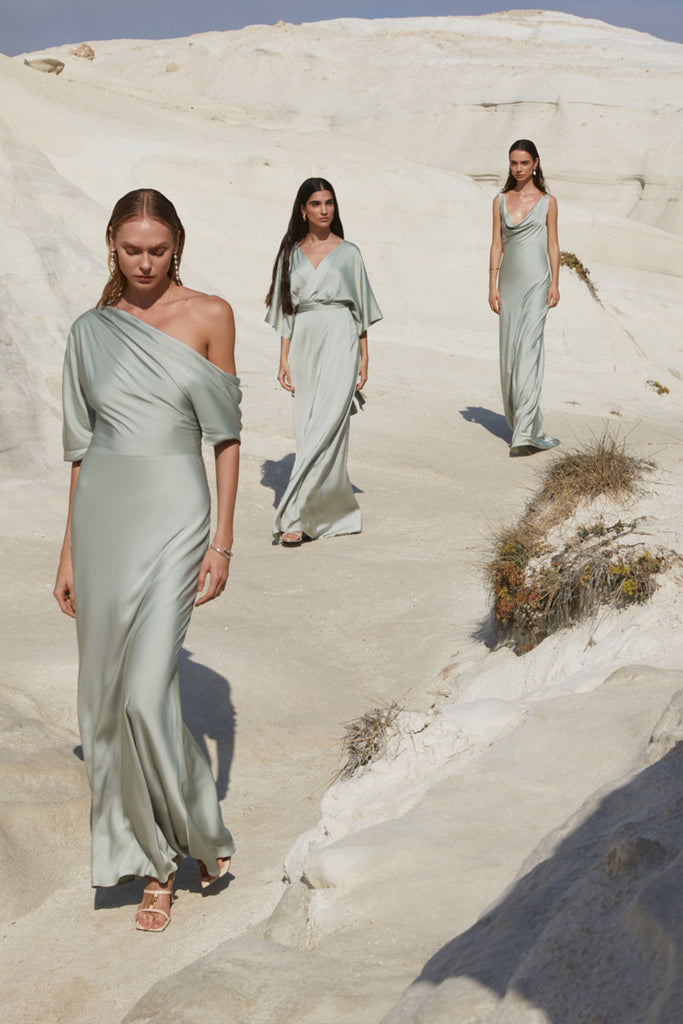 Marisa Asymmetrical Satin Maxi Dress-Kjole-By Malina-Aandahls