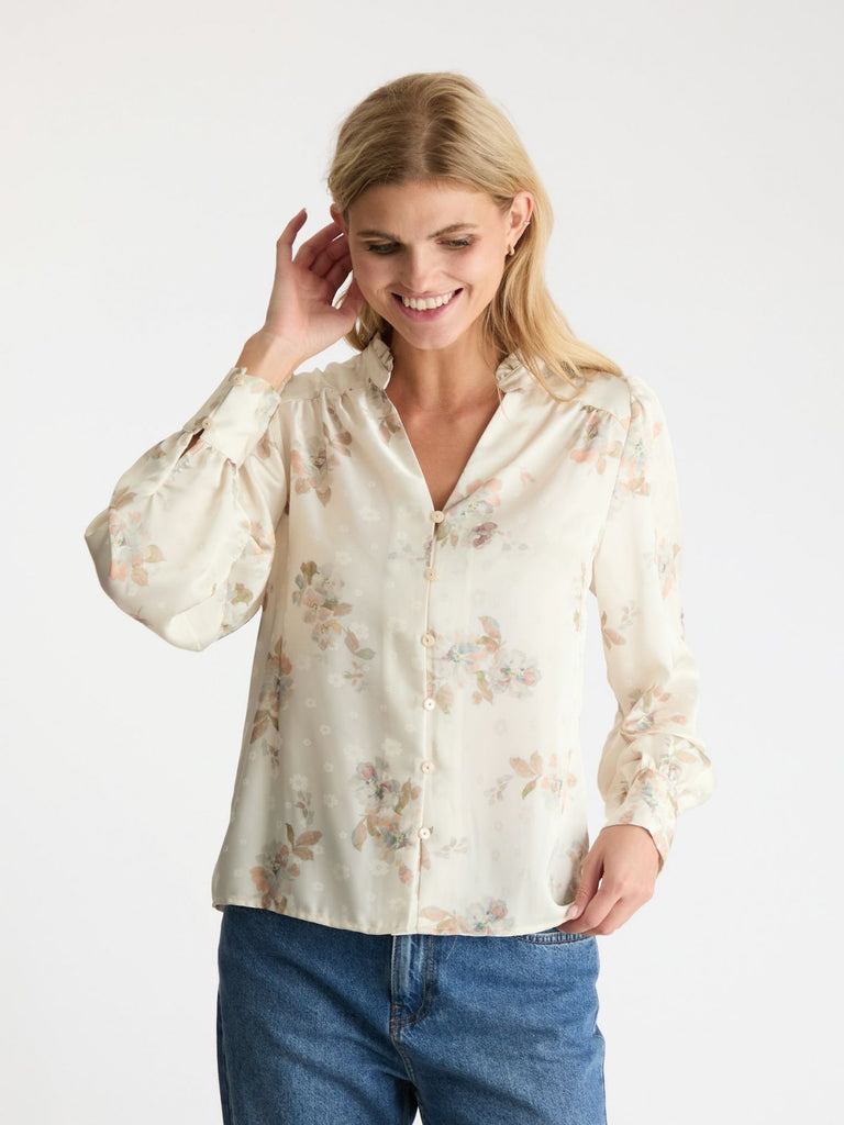 Massima Soft Blossom Blouse-Bluser-Neo Noir-Aandahls